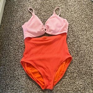 Time and Tru Orange and Pink One Piece Women's Swimsuit Size XL